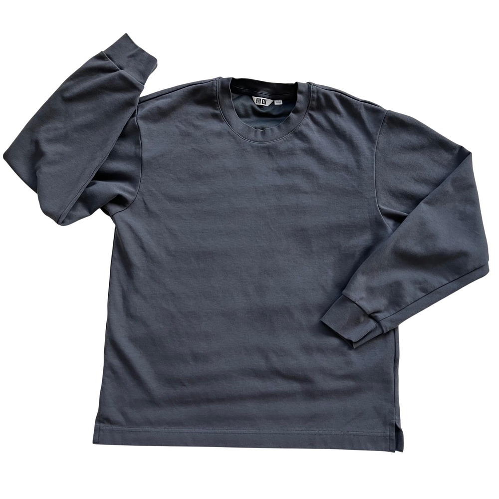 Uniqlo U AIRism Cotton‎ Crew Neck Long Sleeve T-Shirt Dark Gray Small Lemaire